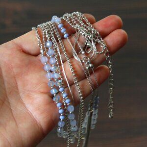 NY Multi-Layer Blue and Silver Necklace